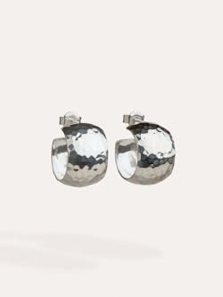 Clara Hammered Huggie Hoops – Gold & Silver