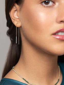 Kacie Gemstone Dangle Earrings – Elegant Bar & Chain Design
