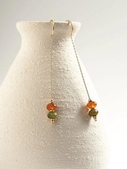 Anates – Green Peridot & Carnelian Agate Dangle Earrings