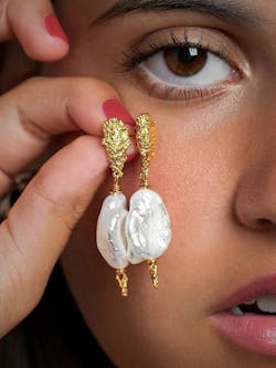 Keshi Pearl Gold Drop Earrings