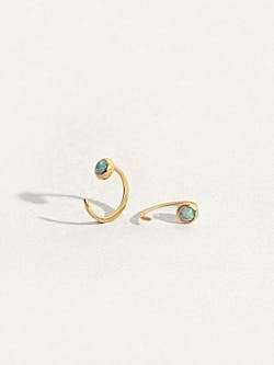Lab Opal Huggie Hoops Earrings