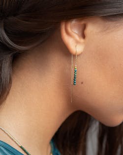 Long Chain Earrings with Natural Gemstones