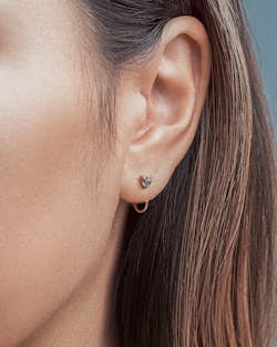 Labradorite Gemstone Huggie Hoop Earrings