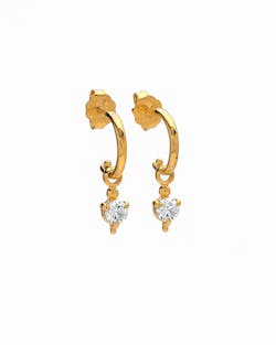 Kamile Mini Hoop Earrings with CZ Drop – Gold, Rose or Silver