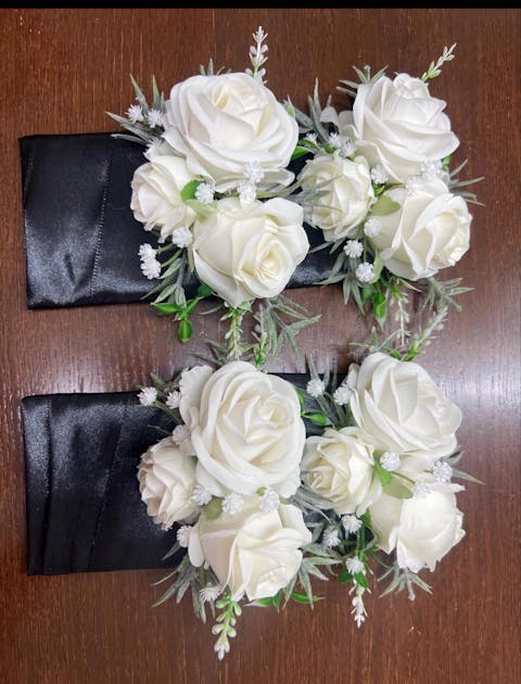 Wedding Pocket Boutonniere White Groom Boutonnière Square Ivory Groomsmen Pocket Boutonniere Wedding Ivory Greenery Artificial Flowers