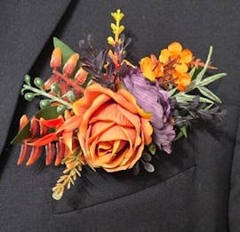 Terracotta Purple Pocket Boutonnière Wedding Plum Burnt Orange Groom Square Boutonnière Rust Groomamen Sunset Boutonnière Dark Purple Fall