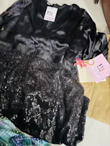 Black Satin & Sequin Mini Dress