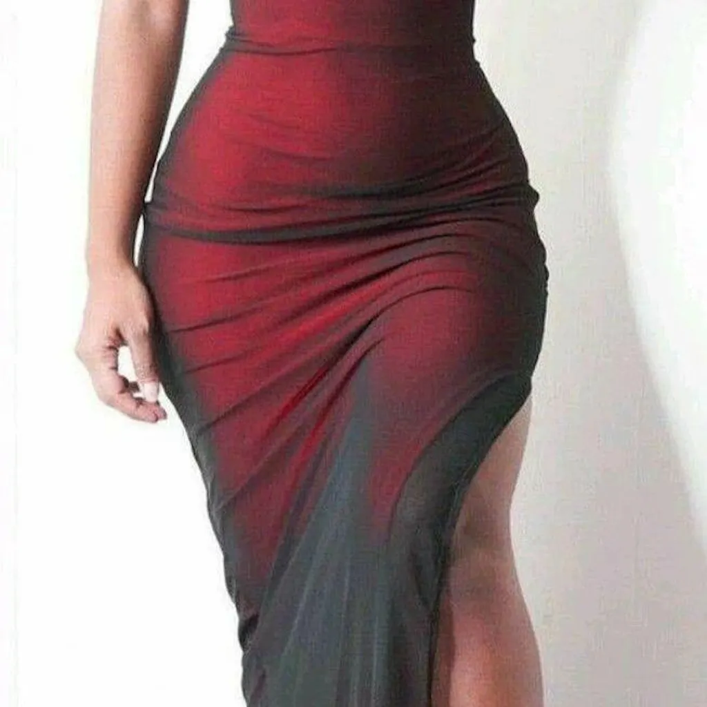 Pretty Burgundy Spaghetti Straps Sheath Prom Dress Evening Gown Y8272