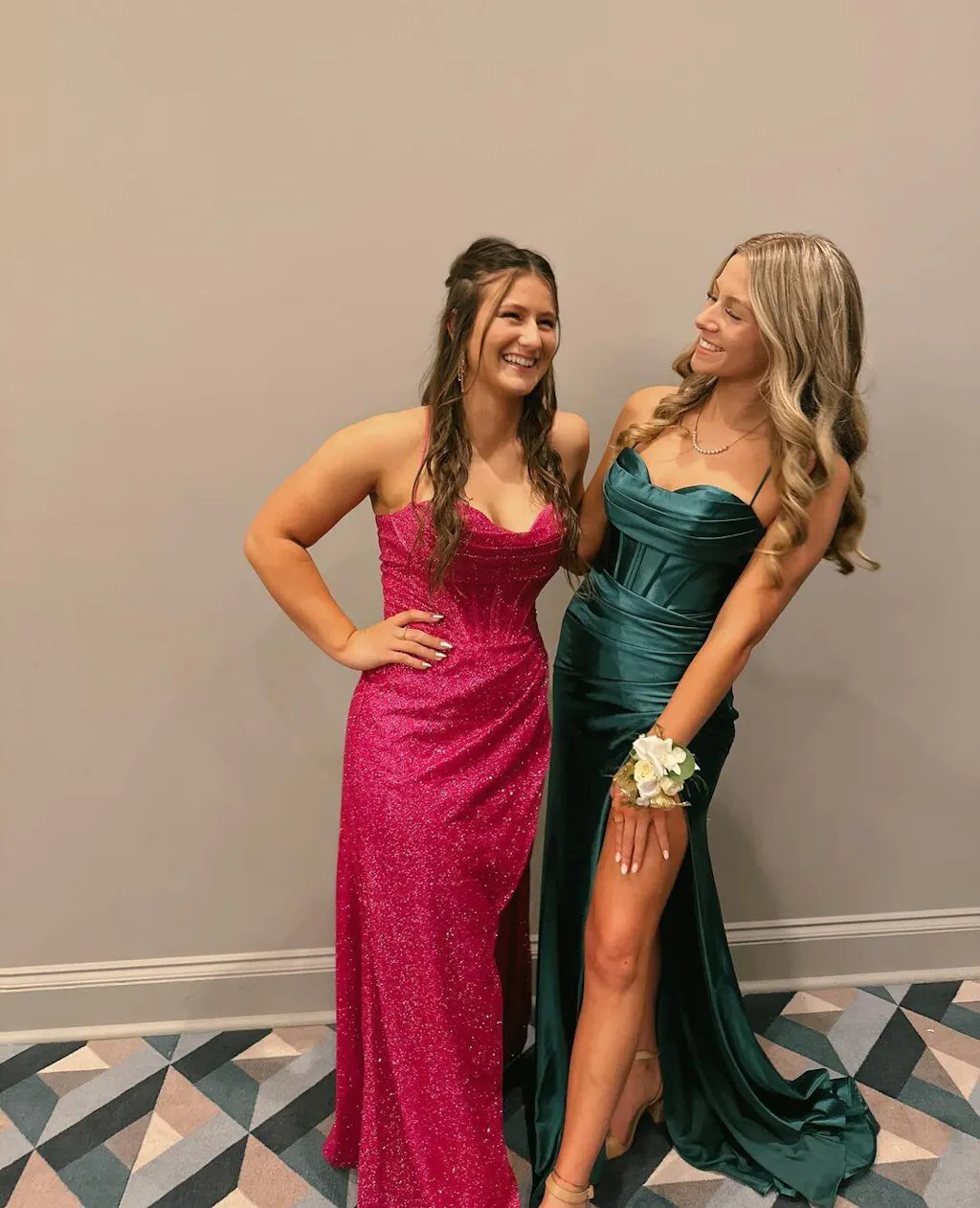 Beautiful Long Spaghetti Green Satin Mermaid Prom Dresses With Long Sleeve main image 1