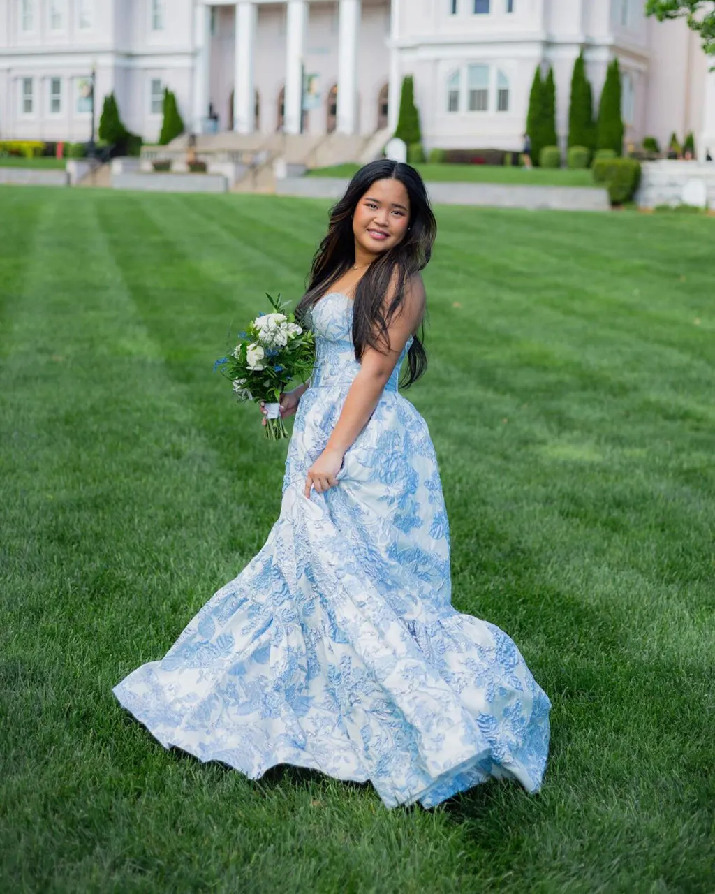 Romantic A-Line Sweetheart Spaghetti-Strap Lace-Up-Back Floral Chiffon Floor-Length Prom Dresses main image 0