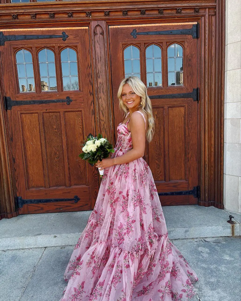 Pink Tulle Spaghetti Straps A-Line Long Prom Dress With Sequins Beads