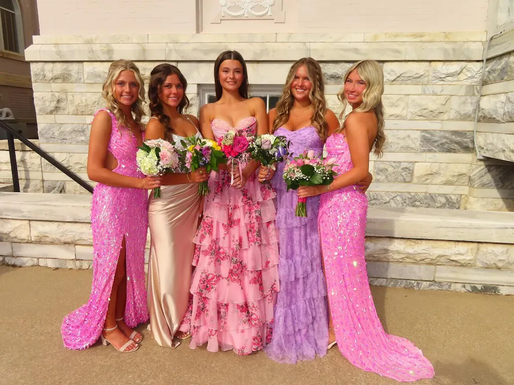 Pearl Pink Semi Sweetheart Neck A-line  Slit Long Prom Dress main image 0