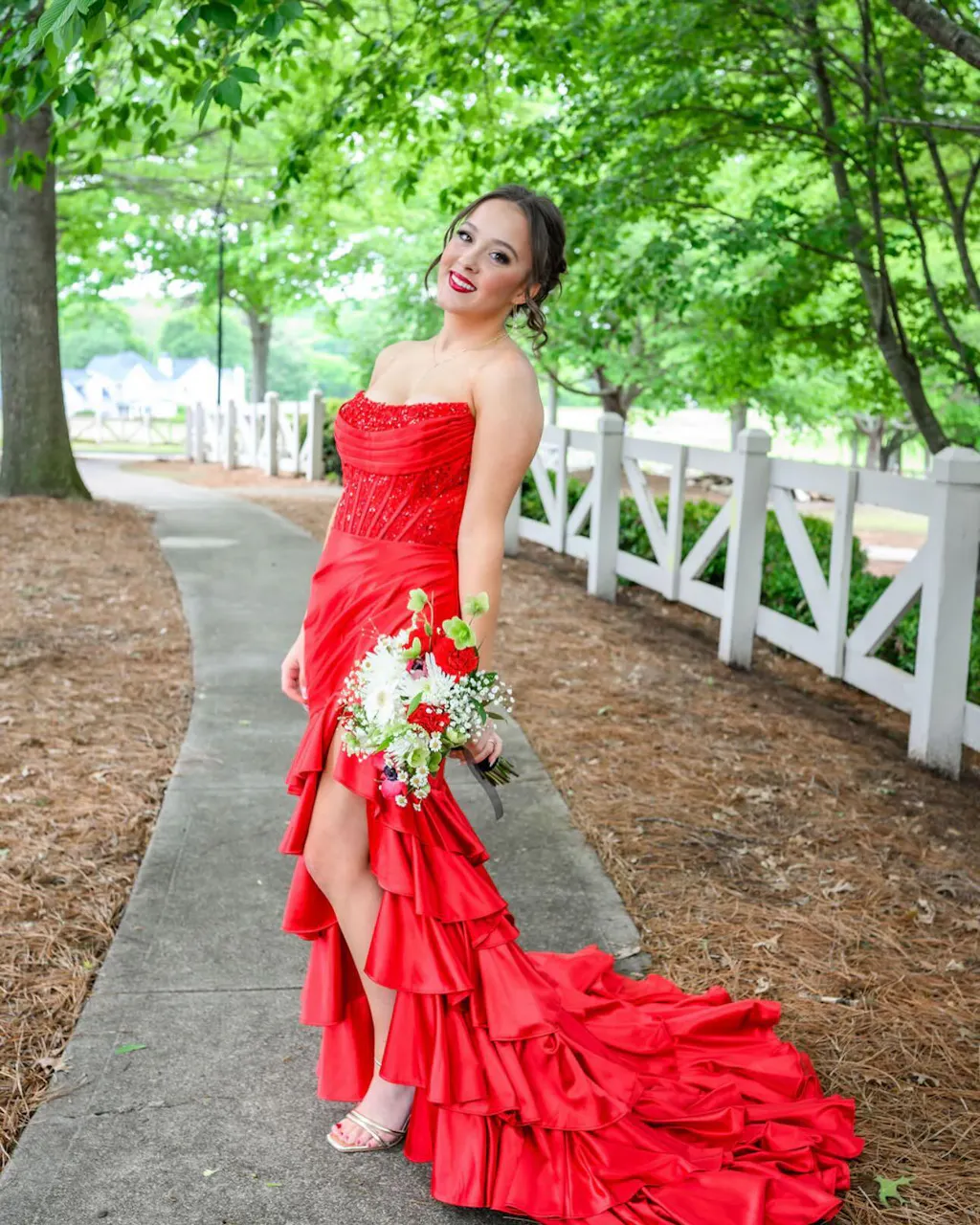 Elegant Mermaid Strapless Pink Slit Sequin Long Prom Dress Evening Dresses C3270 main image 1