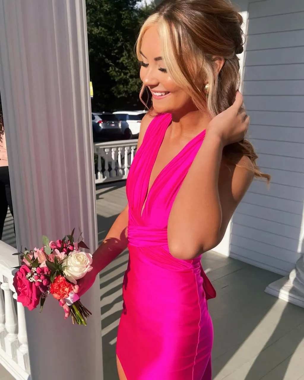 Purple Halter Open Back Sleeveless A Line Homecoming Dress
