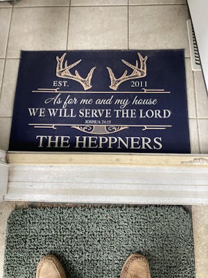 Deer Antler Serve The Lord Personalized Doormat