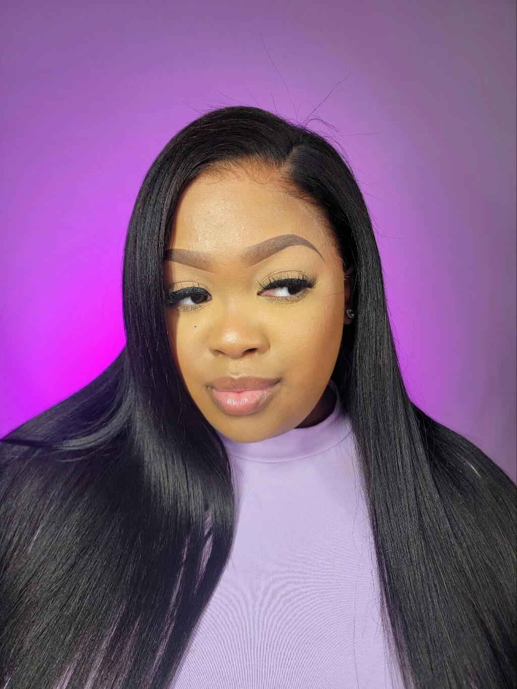 Natural Hairline Yaki Straight Glueless 13x4 Frontal HD Lace Long Wig