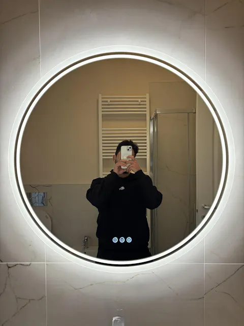 LUVODI Round Illuminated Bathroom Mirror 3 Colors Defogging Smart Mirror(Glowing Outer Edge)