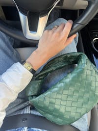 Bottega Veneta Jodie Mini Dark Forest Green Lambskin Leather Clutch Bag Never Worn