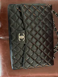 Chanel Classic Flap Maxi 2011 Black Lambskin Leather Double Flap Silver Hardware