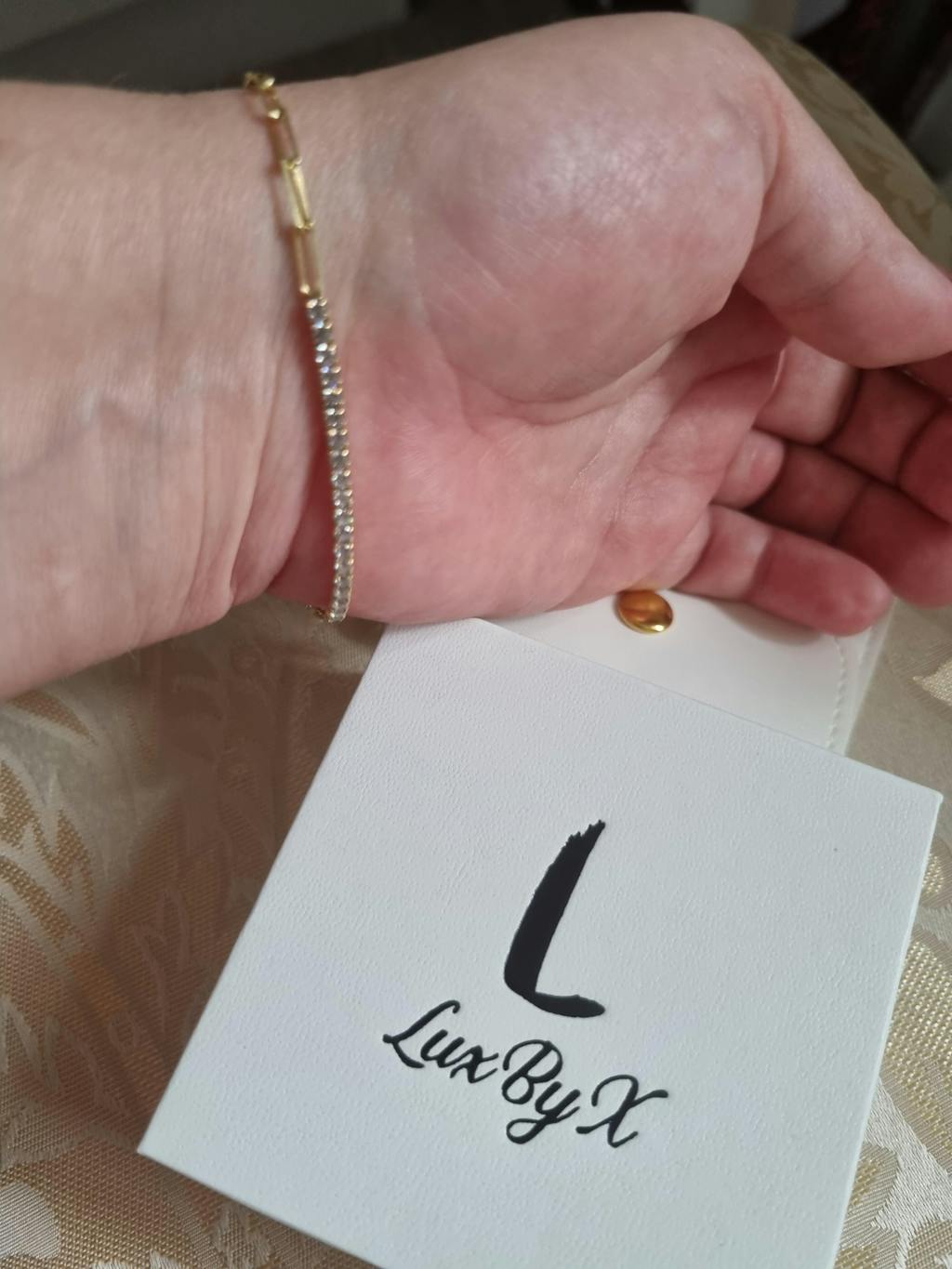 Silver Paperclip Bracelet with CZ Accents