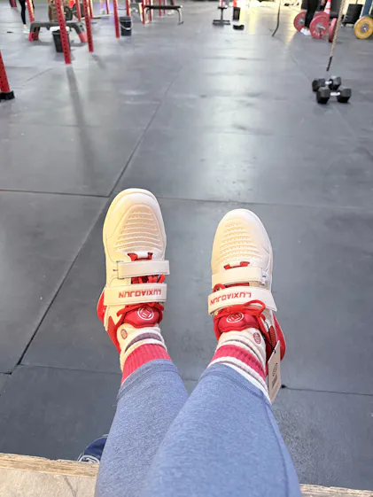 LUXIAOJUN PowerPro Weightlifting Shoes (Red and White)