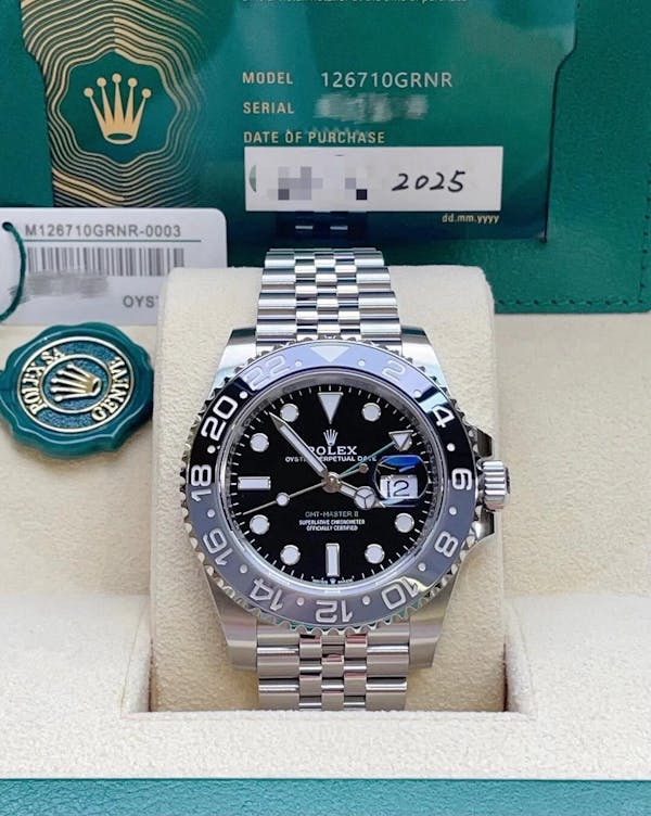 Rolex GMT Master ll Automatic Black Dial Jubilee Bracelet Steel Men's Watch M126710GRNR-0003