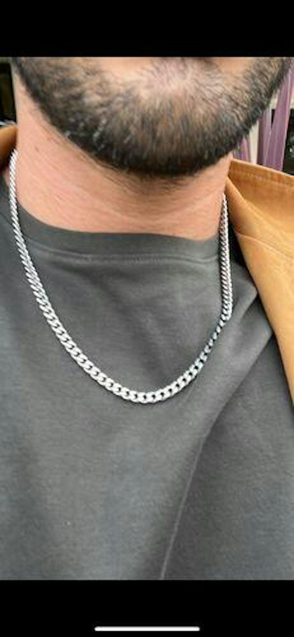 Collar Cuban Style® Plateado para mi Hombre (con carta dedicada y Caja con Luz)