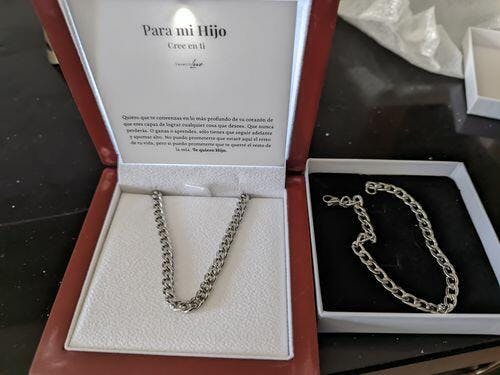 Collar Cuban Style® Plateado para mi Hombre (con carta dedicada y Caja con Luz)