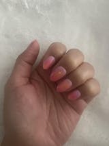 Pink and Orange Ombre Aura Press On Nails in Coffin Shape