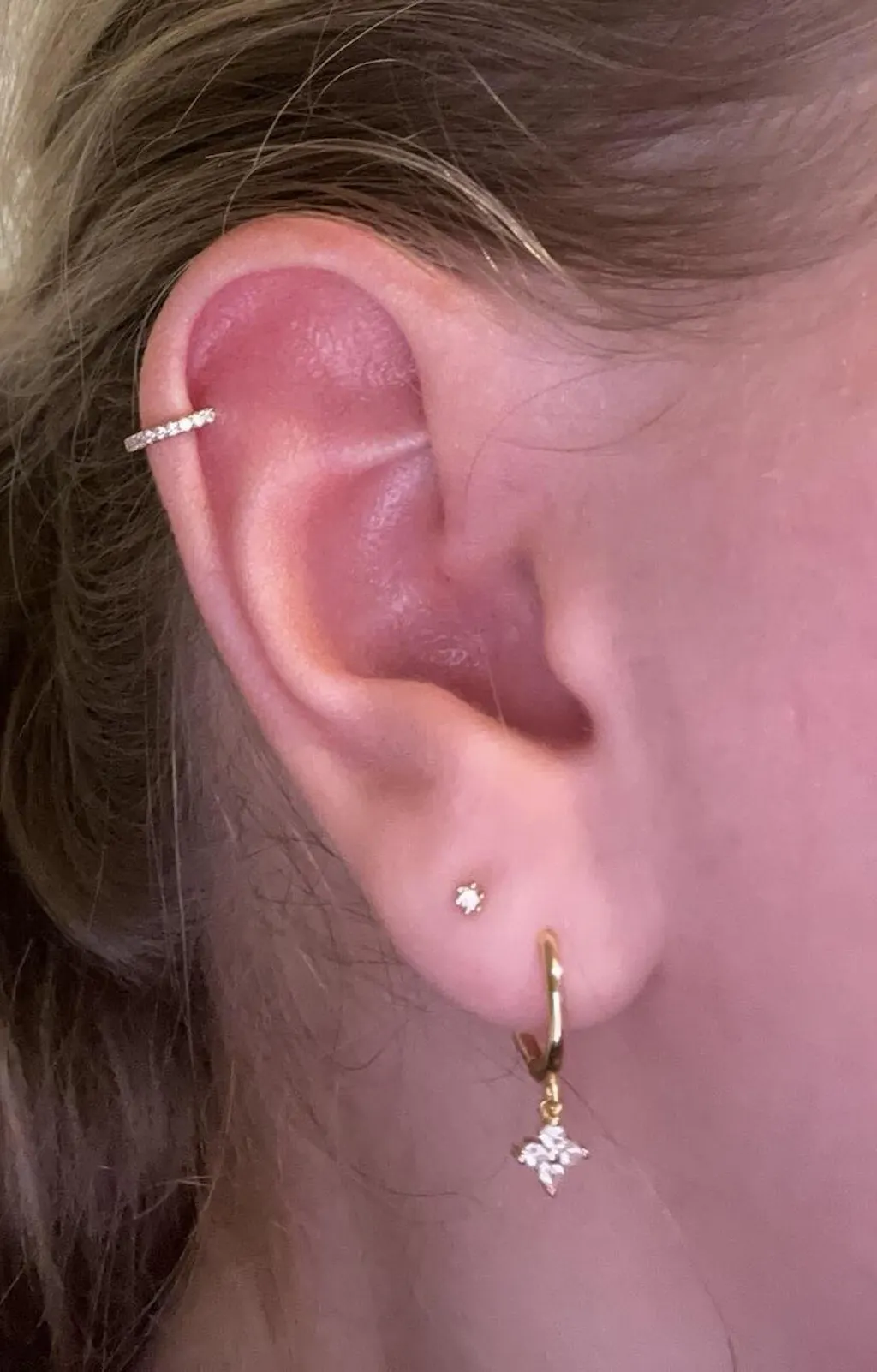 Freya Gold Flora Drop Huggie Earrings