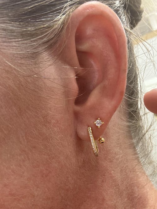 Kaia Sparkling 18K Gold Studs Ear Jacket