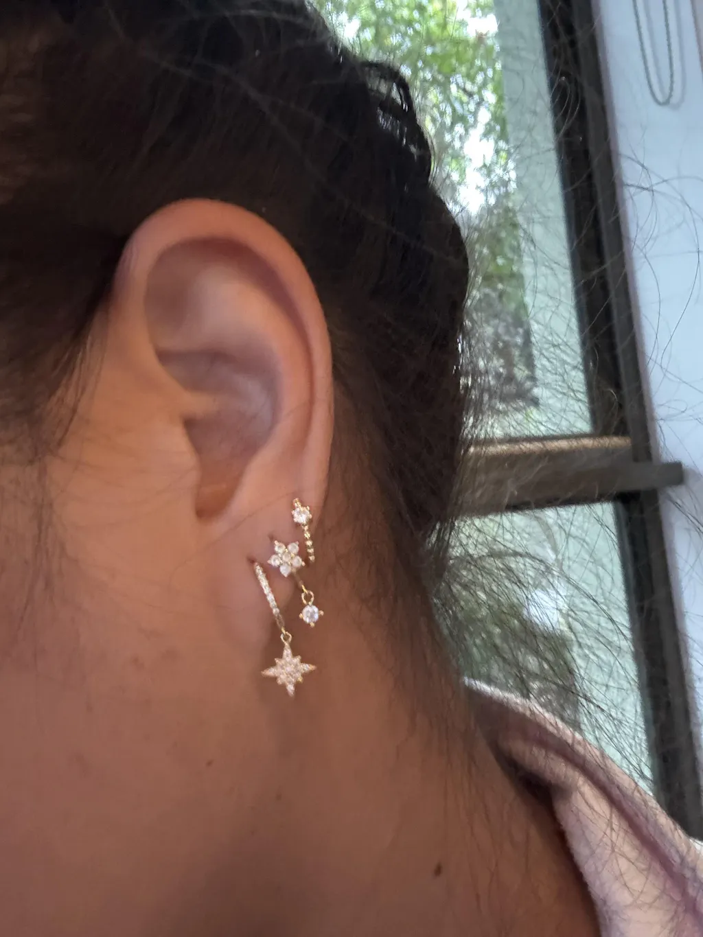 Thea Gold Moon And Star Drop Earrings