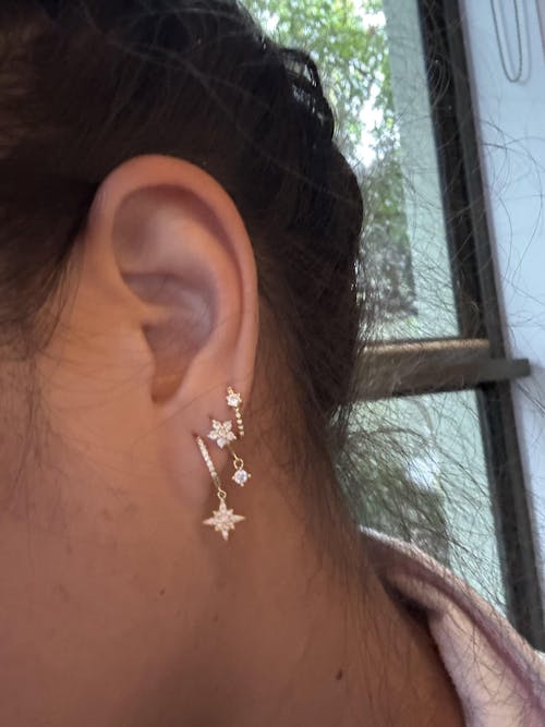 Thea Gold Moon And Star Drop Earrings