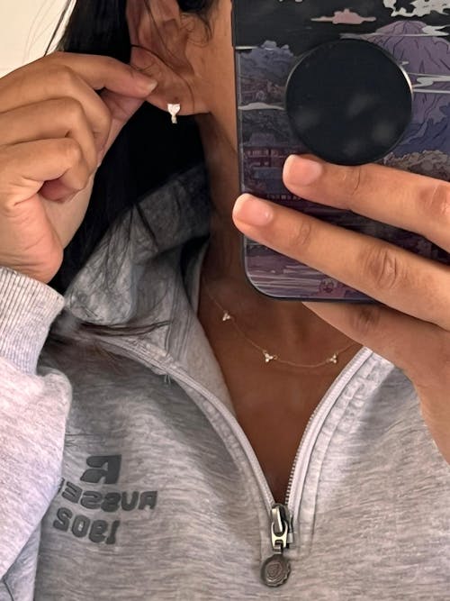 Rosa Gold Heart Huggie Earrings