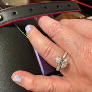 Shared Prong Pave Pear Shaped Moissanite Engagement Ring