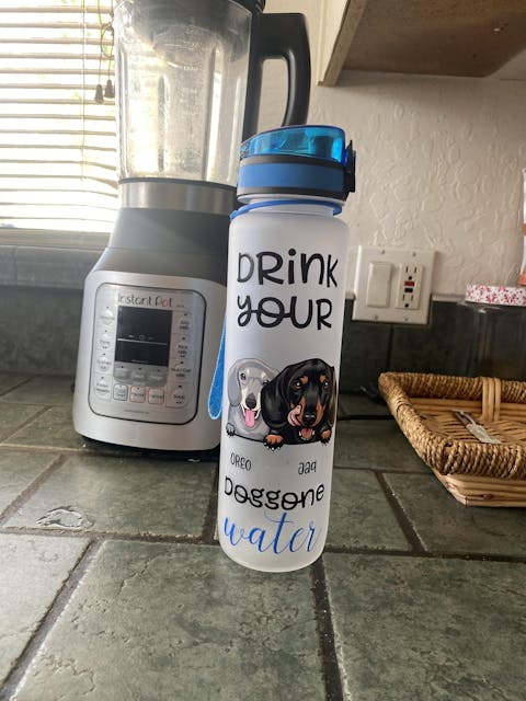 Drink Your Dog Gone Water - Personalized Water Tracker Bottle - Birthday, Funny, Motivation Gift For Dog Mom, Dog Lovers, Dog Owner