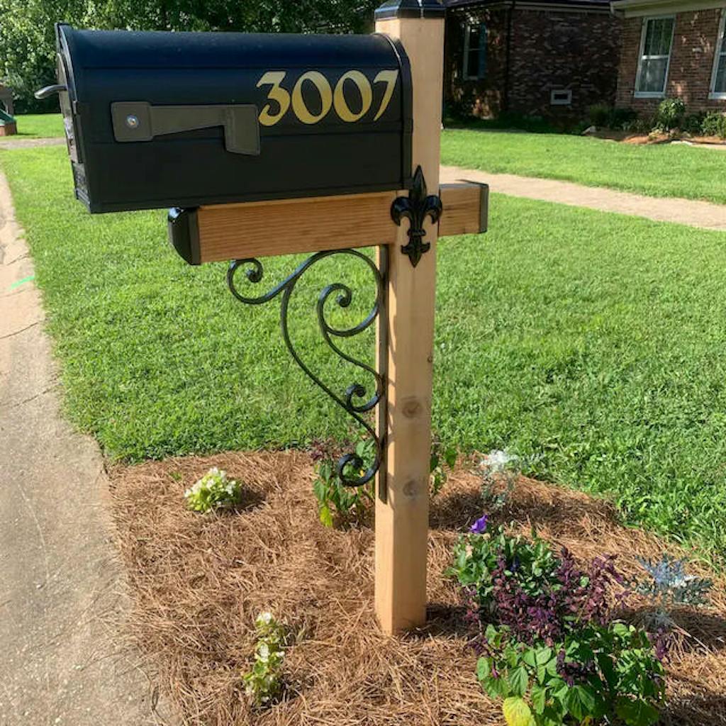 Scrolled Wrought Iron Mailbox Post Dress Up Kit (Mailbox and post NOT