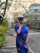 (PRE-BOOKING) MS Blue - Hamsavalli – Soft Silk Elegance saree with temple weaving rich pallu