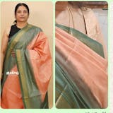 Mild Orange with Olive Green - Soft Tissue khadi zari Border with buttas