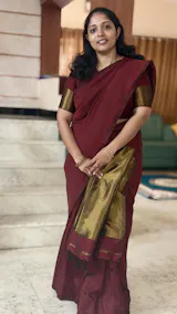Maroon - Nayanthara award saree Tissue zari pallu with gold border blouse - Shilpa saree
