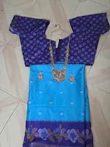 (PRE-BOOKING) Ananda Blue - Yamini Paper silk with Rose Floral Border - Perfect Office Wear