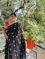 Coffee Brown - Subbulakshmi - Sungudi 100 Count Plain Saree with Rettapetta Rudraksham Border with kolam Blouse Combo - Best for Casual Wear | Summer Wear | Temple visit