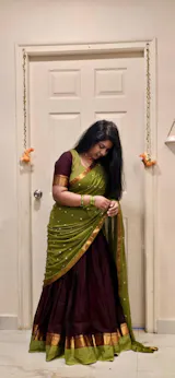 (PRE-BOOKING) Deep Coffee Brown - Karthigai silk cotton plain saree with Skirt Border - Best for Wedding Functions