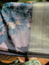 Midnight Brown - Seetha - Soft Mangalore silk floral design with Border - Best for Festive Wear