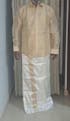 Premium Silk Dhoti Set with Colour Zari - Natural Sandal