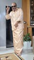 Textured Weave Japan Silk Dhoti Set - Sand Stone