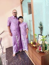 Kids Premium Silk Dhoti Set - Dark Lavender