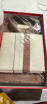 Premium Shiny Cotton Tissue Dhoti Set - Chocky Brown