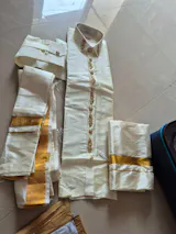 Luxury Aari Work Wedding Silk Dhoti Set 5 (HandCrafted) -(DESPATCH TIME 15 DAYS)
