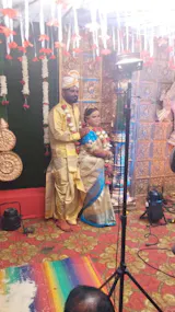 Premium Men's Wedding  Tissue Silk Dhoti Set - Gold 1